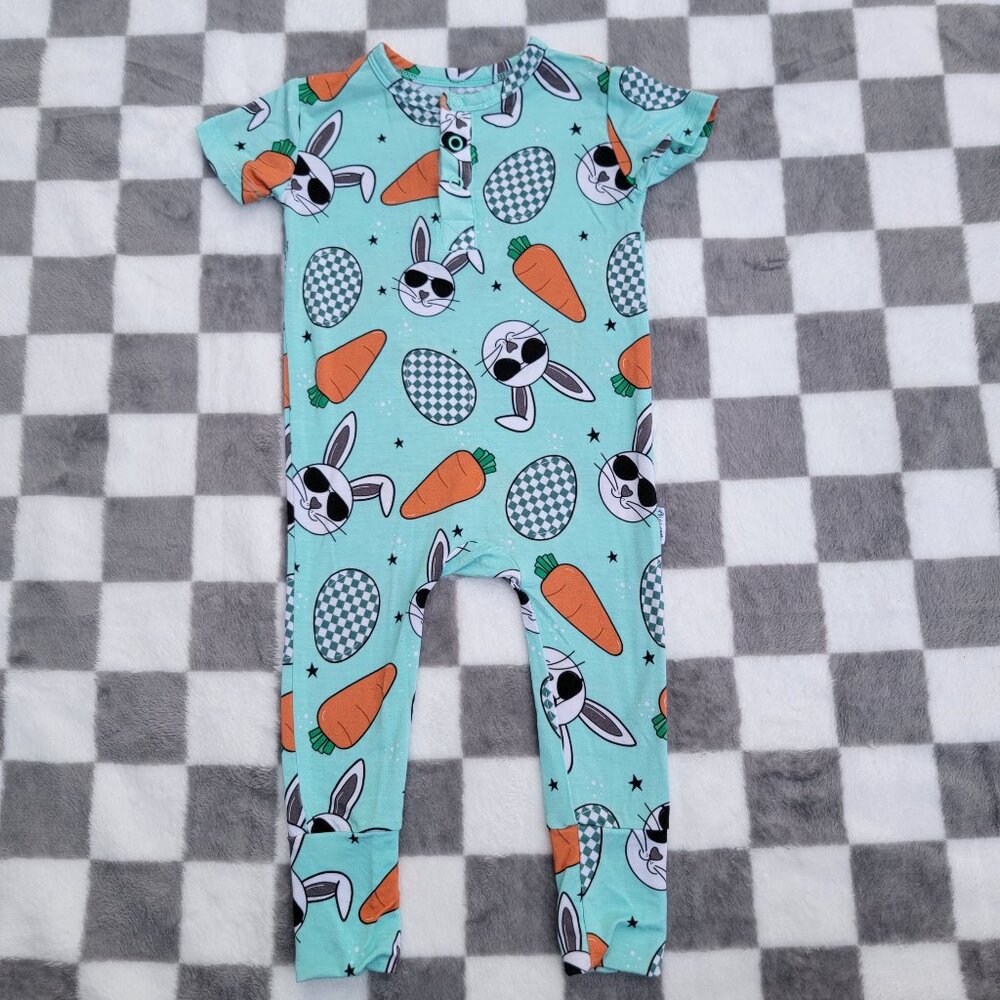 Gigi and Max Bamboo Easter Bunny Short Sleeve Romper Size 3-6m